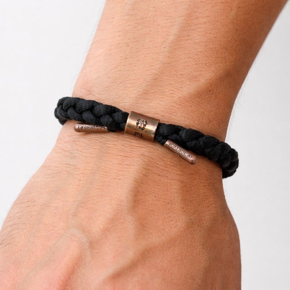 rastaclat Black Braided Bracelet with Bronze Accents